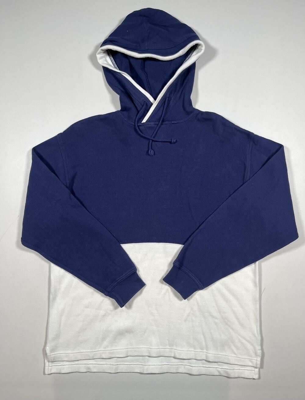 Vintage Gap Hoodie Sweatshirt Mens Small Navy White Colorblock Pullover 90s